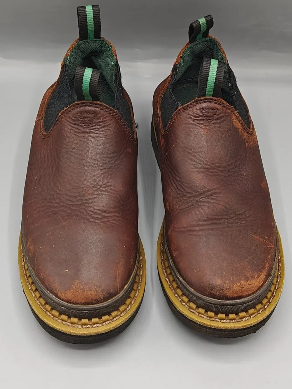 GEORGIA GIANT GR74 Romeo Brown Leather Slip On Farm Ranch Boots Size Kids US 6M